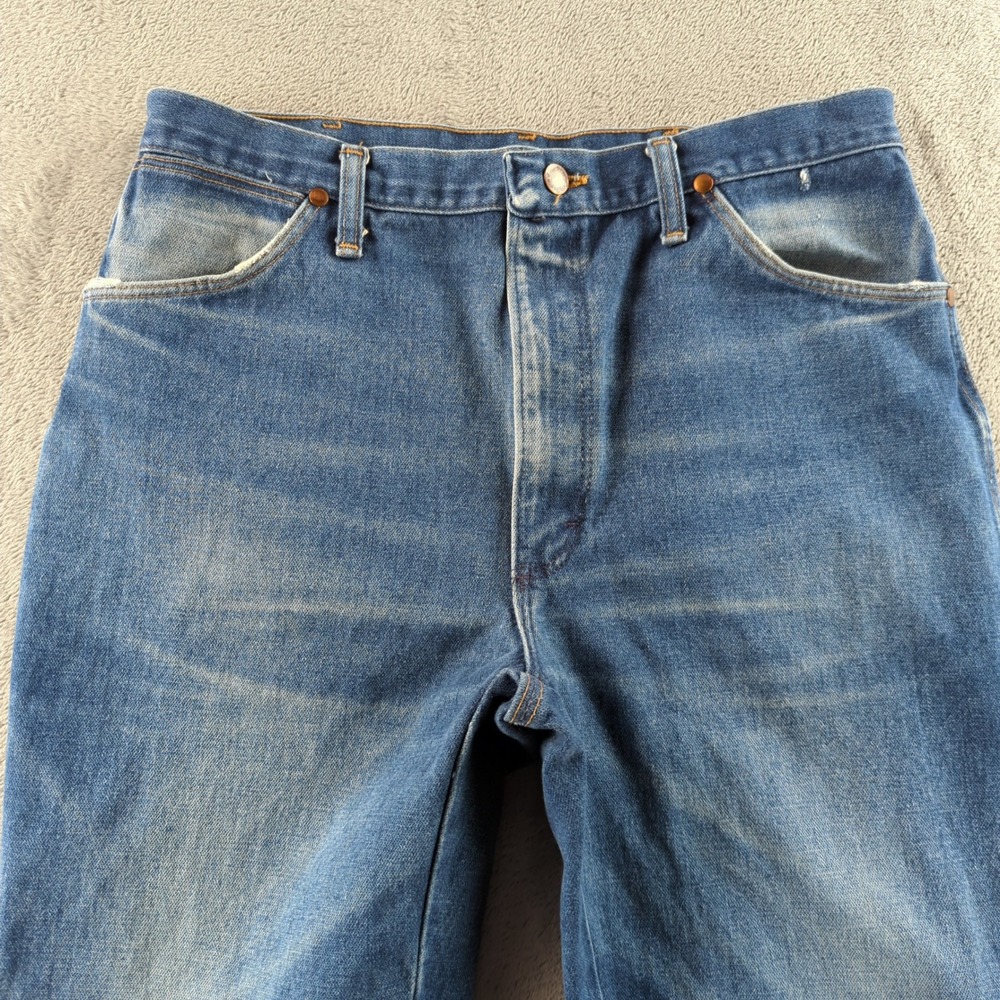 Vintage 70s‎ Wrangler Jeans Mens 36 (Fits 34x25) Blue Faded 912DEN Made in USA